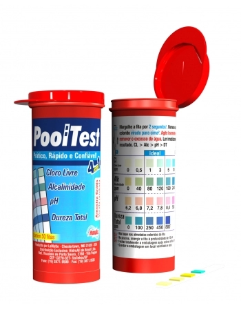 POOL TESTE - PH/CL/AT/DC - 4X1 - 25 TIRAS