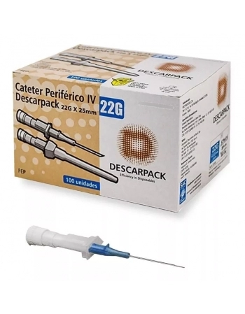 CATETER INTRAVENOSO S/ DISPOSITIVO 22G AZUL DESCARPACK