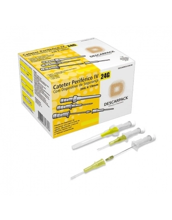 CATETER INTRAVENOSO S/ DISPOSITIVO 24G AMARELA DESCARPACK