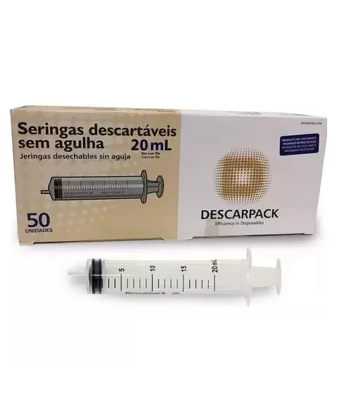 SERINGA DESCARTÁVEL 20ML S/ AGULHA LS