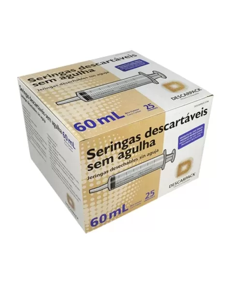 SERINGA DESCARTAVEL 60ML S/ AGULHA LS - DESCARPACK