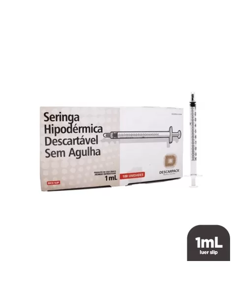 SERINGA DESCARTAVEL 1ML S/ AGULHA LS - DESCARPACK