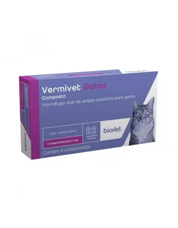 VERMIVET GATOS 300 MG 04 COMP.